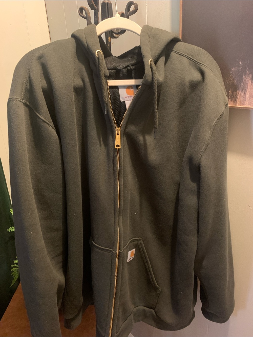 Carhartt Olive Green Zip-Up Hooded Shirt Jacket